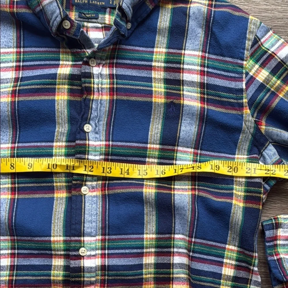 Men's Blue Plaid Shirt Large Brushed Flannel Shirt